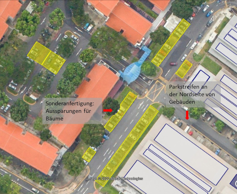 Sonderanfertigung Photovoltaik Singapur - Google Earth