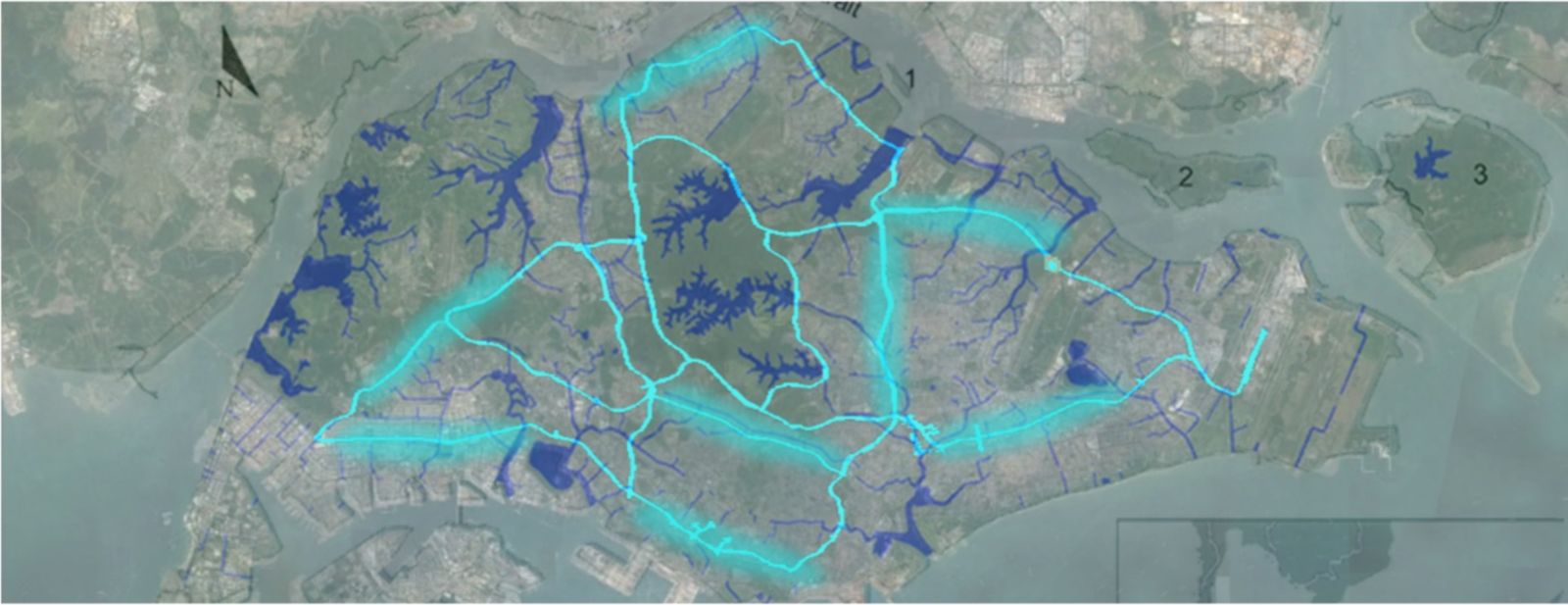 Wasserspeicher Singapur - Google Earth