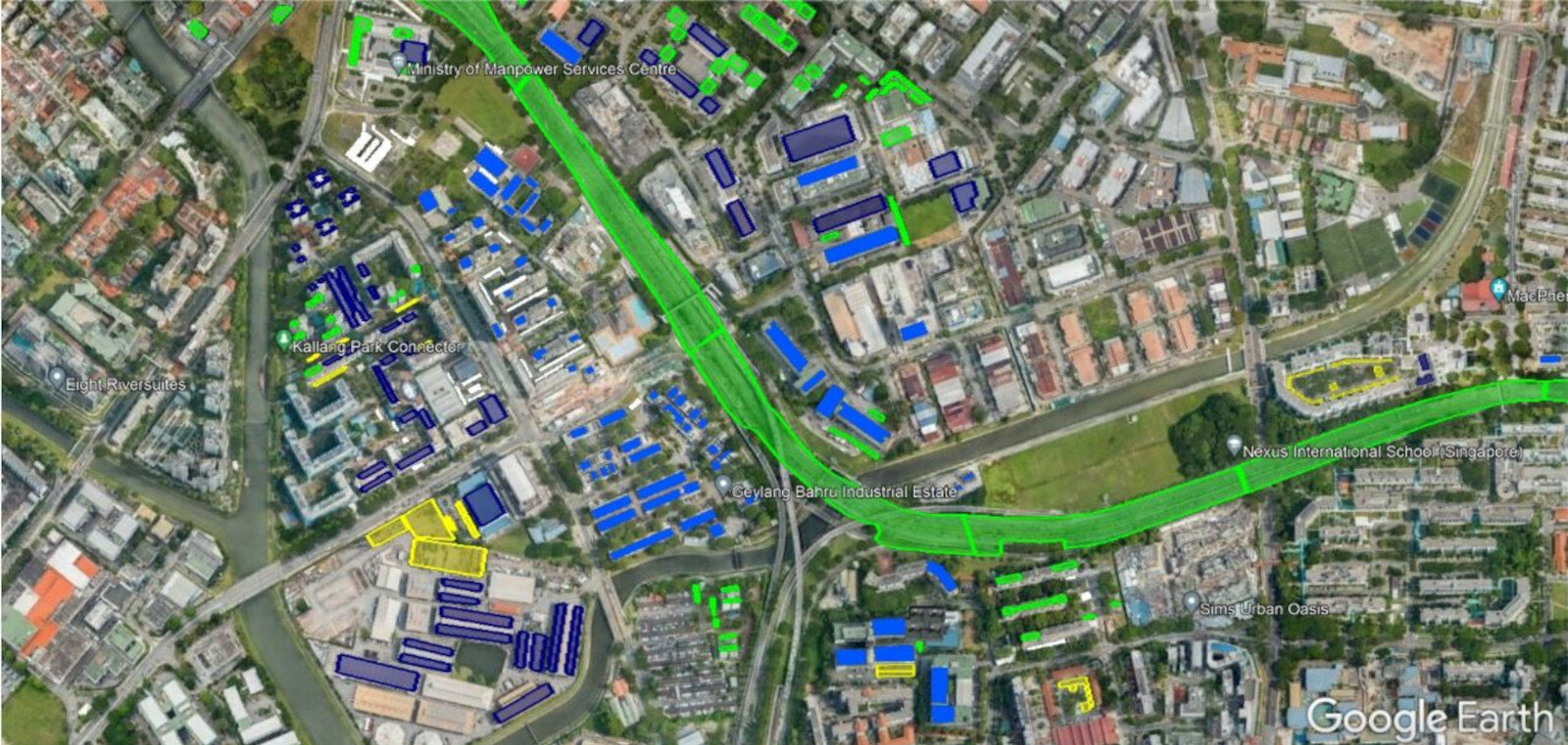 PV Bruecken Singapur - Google Earth